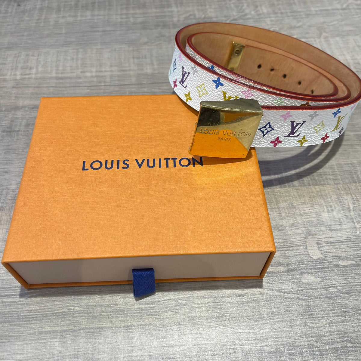 Louis Vuitton Monogram Multicolore Ceinture Belt White Cloth ref