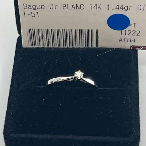 Bague Or Blanc 14K 1.44Gr + Diamants