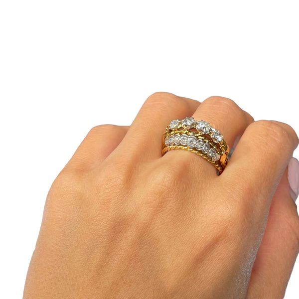 Bague Or Jaune 18k & Diamants 9.9Gr/ T 63,
