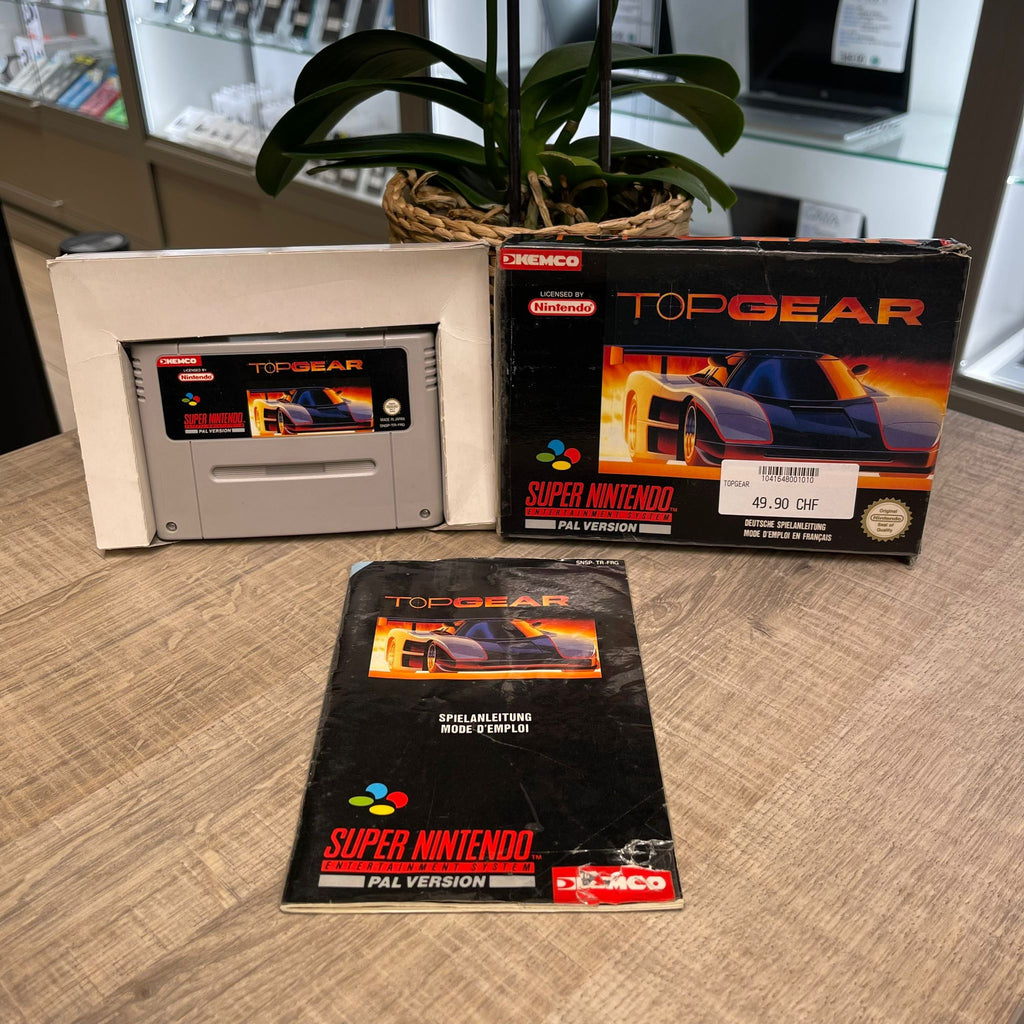 Jeu snes  Top Gear  + boîte , notice et cale