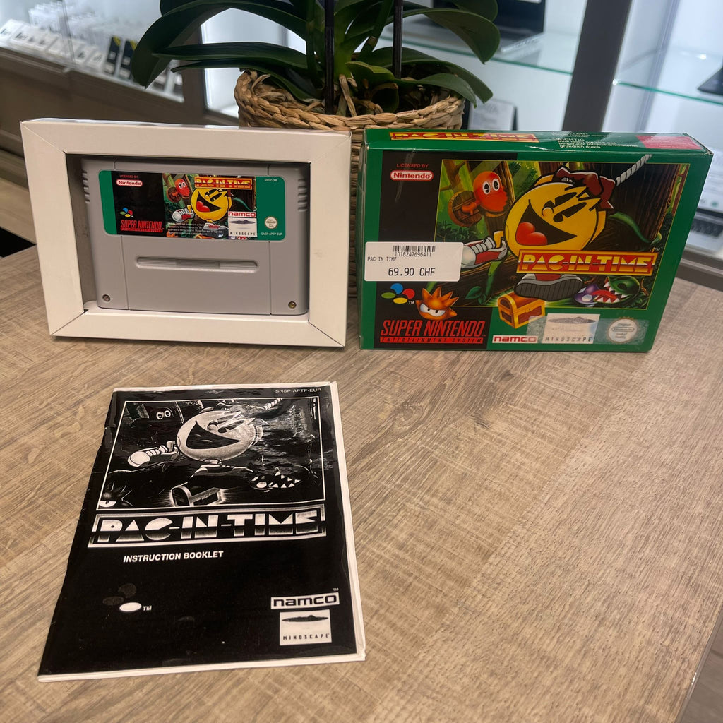 Jeu snes  Pac-in-Time + boîte , (notice non officielle)et cale