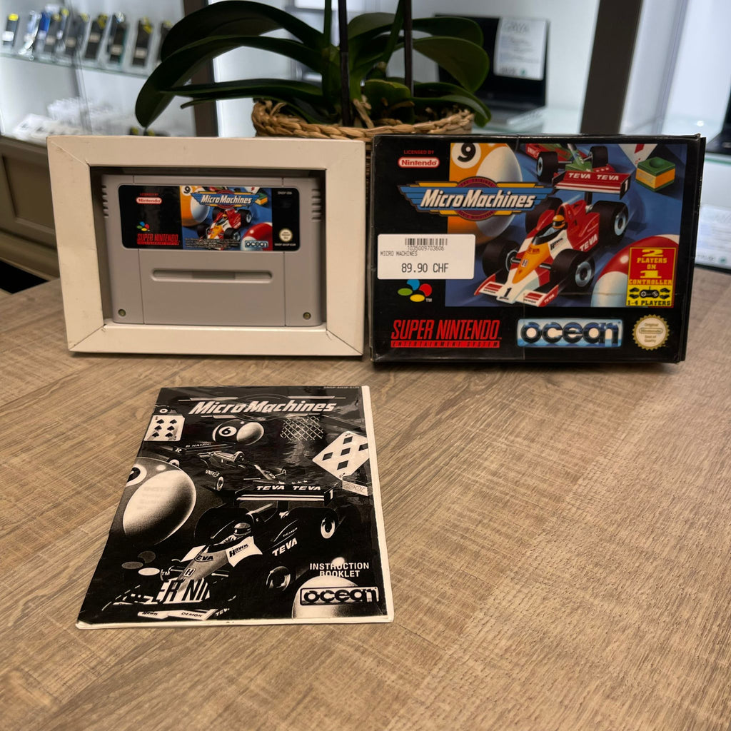 Jeu snes  Micro Machines  + boîte , (notice non officielle)et cale