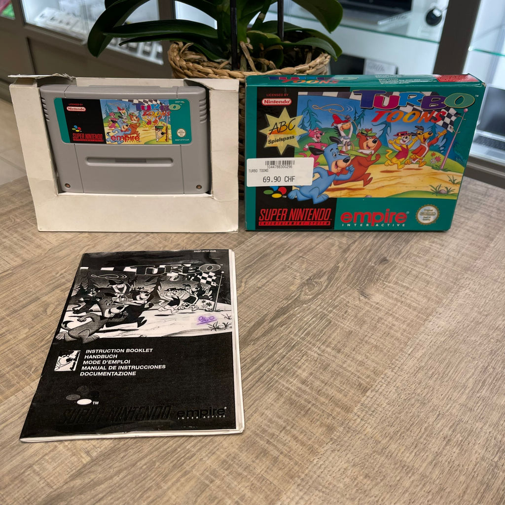 Jeu snes  Turbo Toons + boîte , (notice non officielle)et cale