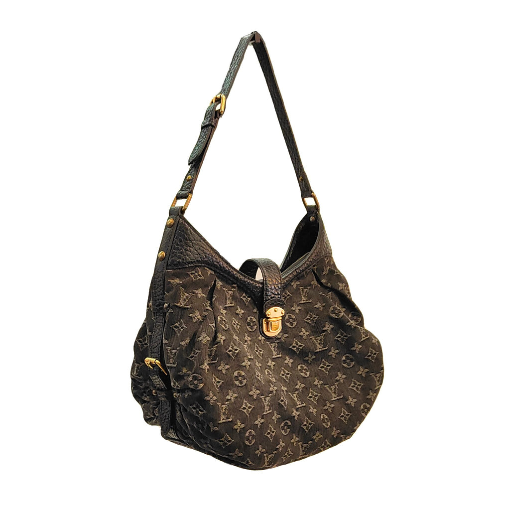 Louis Vuitton Denim Noir Monogram Mahina XS Hobo Bag