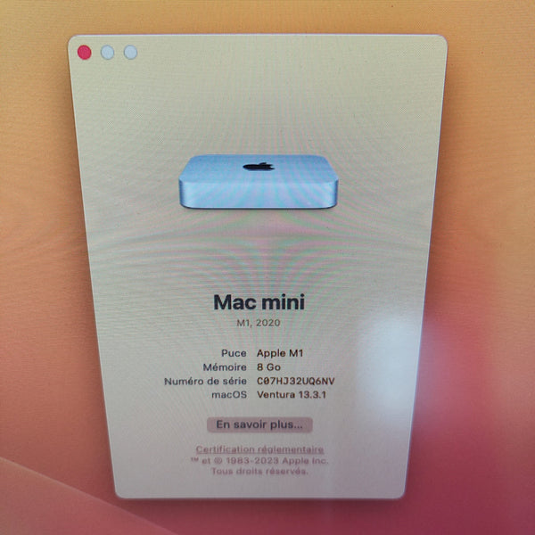 Mac Mini M1 2020 8go 256gb