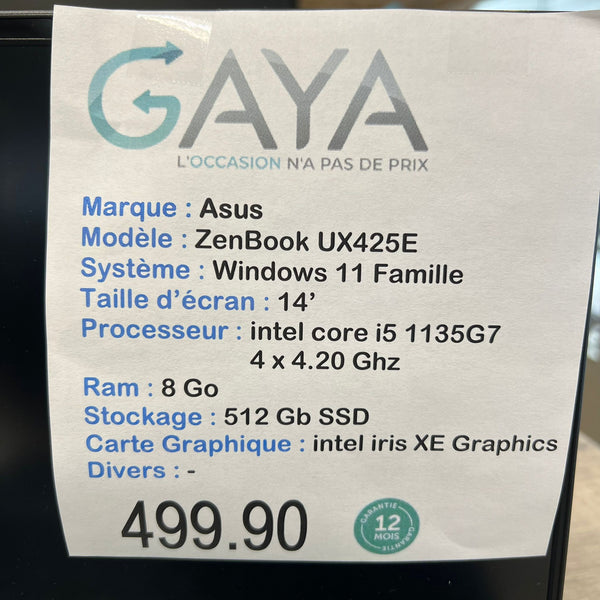 PC portable : Asus Zenbook UX425E