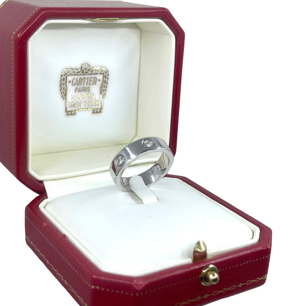 Bague Cartier Love 6 Diamants Or Blanc 18k / T56 + Boîte et Certificat,