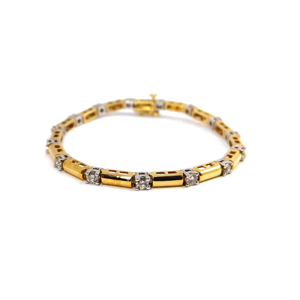 Bracelet Or Jaune 14k Rivière de Diamants