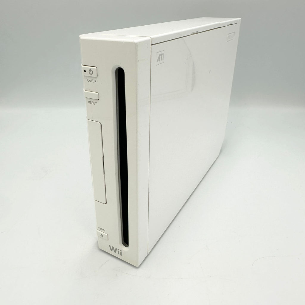 NINTENDO WII BLANCHE AVEC MANETTE+MOTION PLUS+VOLANT BLANC, ET CÂBLES ALIMENTATION ET AV