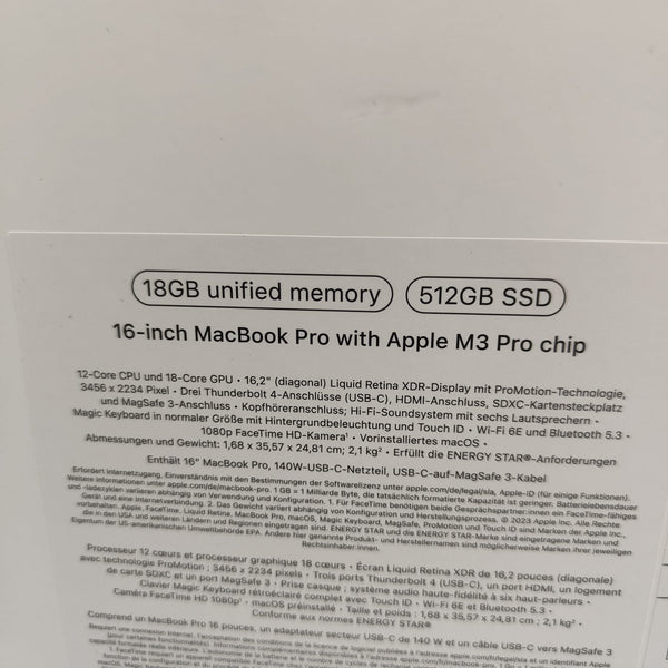 MacBook Pro M3 Pro 16' 18gb 512gb - NEUF