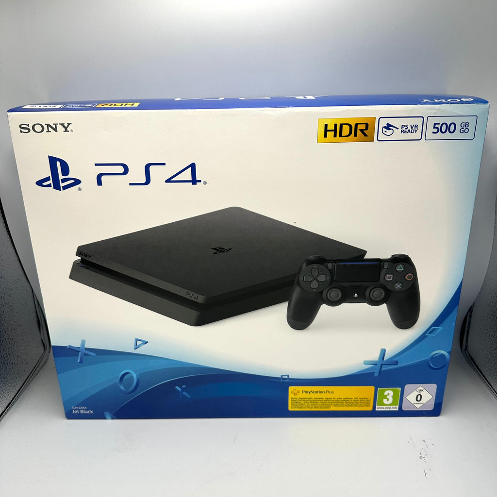 CONSOLE PLAYSTATION 4 SLIM 500GO AVEC BOITE D’ORIGINE, ACCESSOIRES,FACTURE ET GARANTIE FOURNISSEUR JUSQU’EN 10.2025