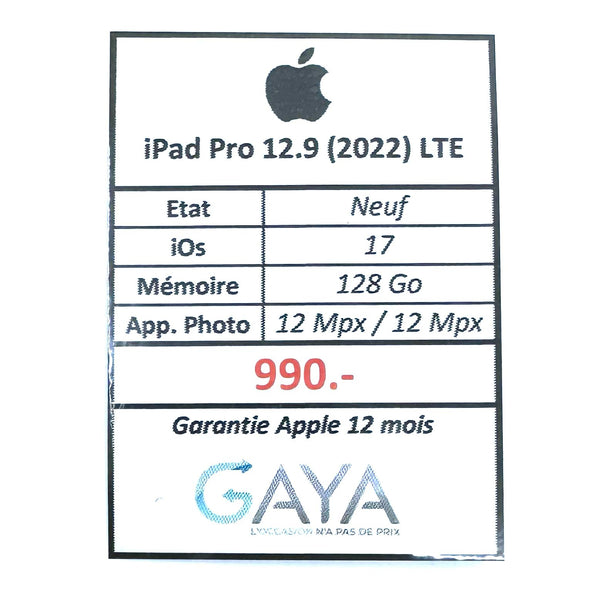 iPad Pro 12.9’’ 6th Gen (2022) 128Gb LTE Space Gray neuf