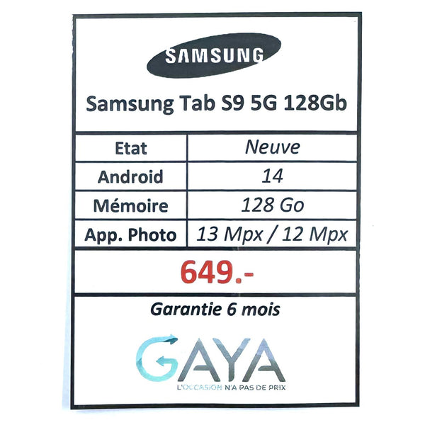 Samsung Galaxy Tab S9 5G 128Go Graphite Neuve