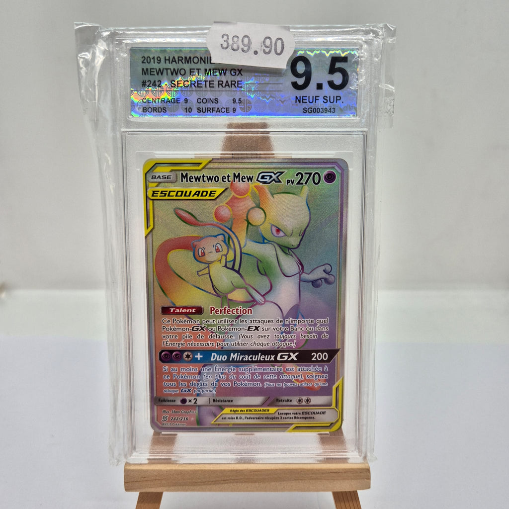 Carte Pokemon Gradée  Mewtwo Et Mew GX 242 VF Swiss Grading 9.5
