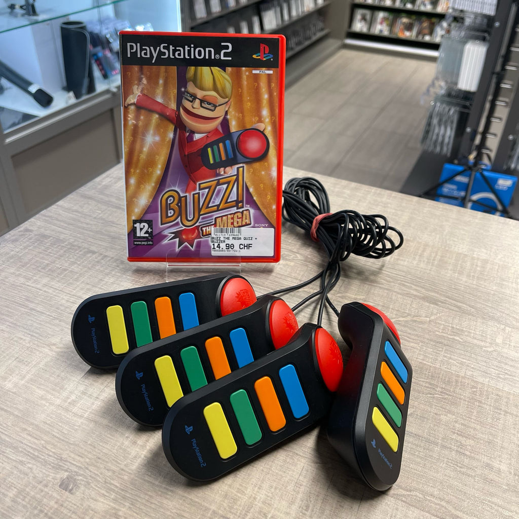 Jeu PS2 - Buzz the mega Quiz  + Buzzer