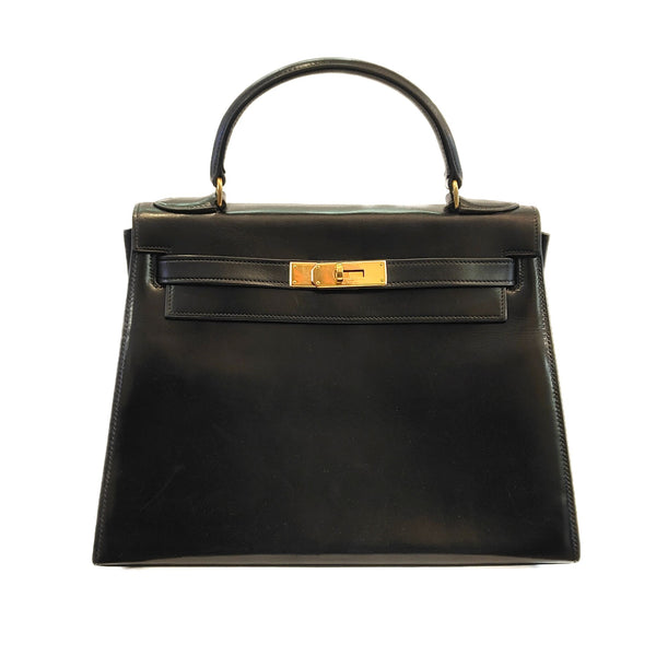 Hermès Kelly Sellier 28 Box Noir Vintage