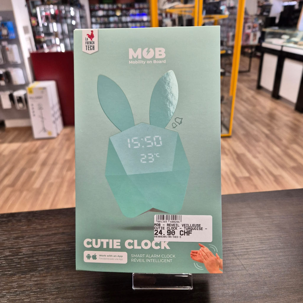 Mob Réveil Veilleuse Cuite Clock Turquoise