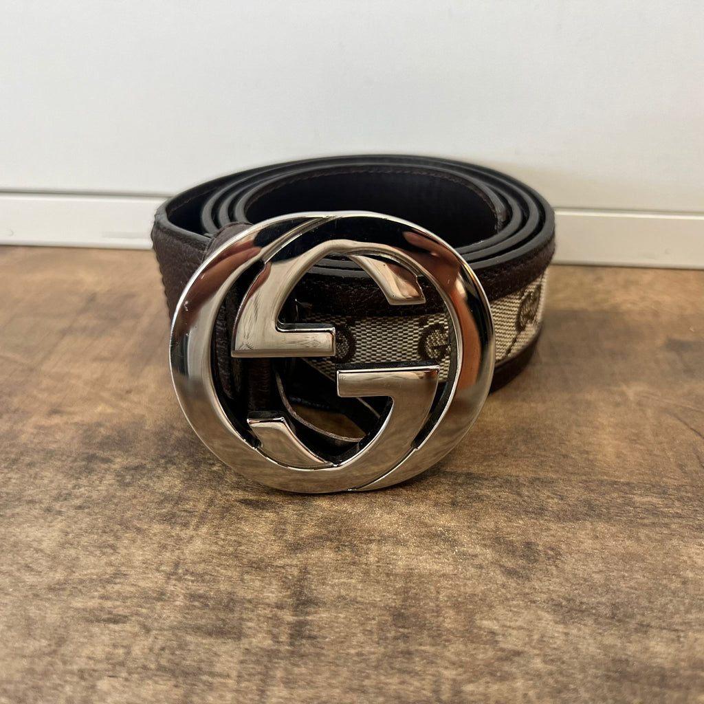 Ceinture Gucci GG cuir et toile taille 95