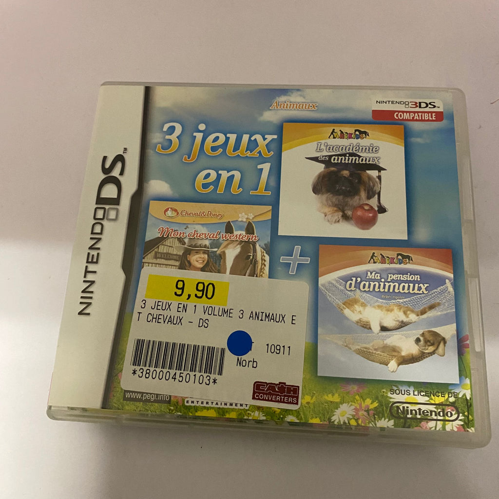 Jeux Nintendo DS 3 en 1 volume 3 animaux et chevaux